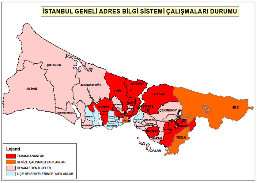 �stanbul Geneli  Adres Bilgi Sistemi &Ccedil;al��malar� Durumu